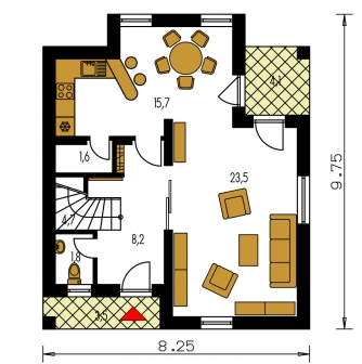 Image miroir | Plan de sol du rez-de-chaussée - KOMPAKT 34